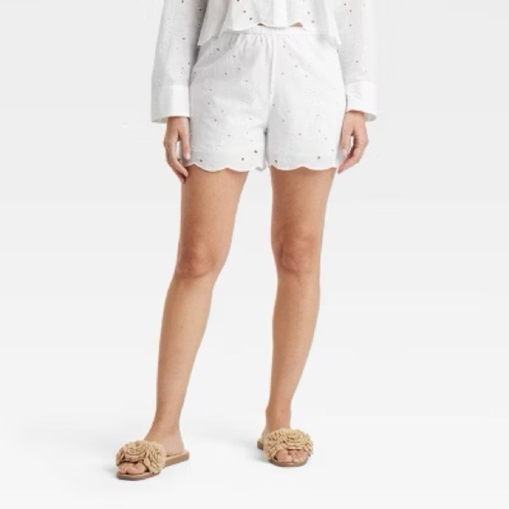 a new day White High Waist Eyelet Shorts
